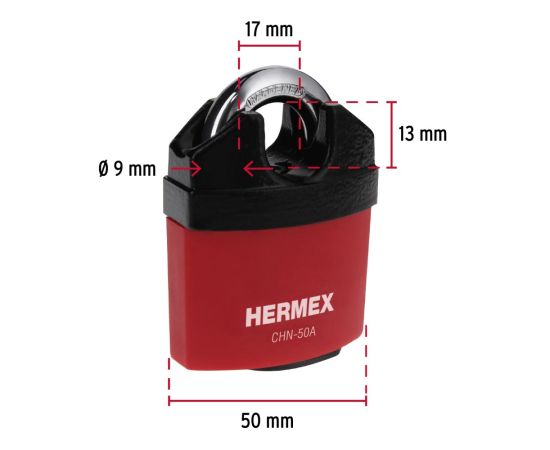 დასაკიდი ბოქლომი ყველა ამინდისთვის Hermex 43340 CHN-50A