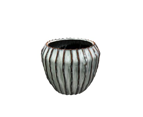 ქოთანი კერამიკული Mega Collections Ide Rib Cone Pot Ice D18.5H16