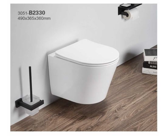 Wall hung toilet Pate B2330 Rimless Glossy white