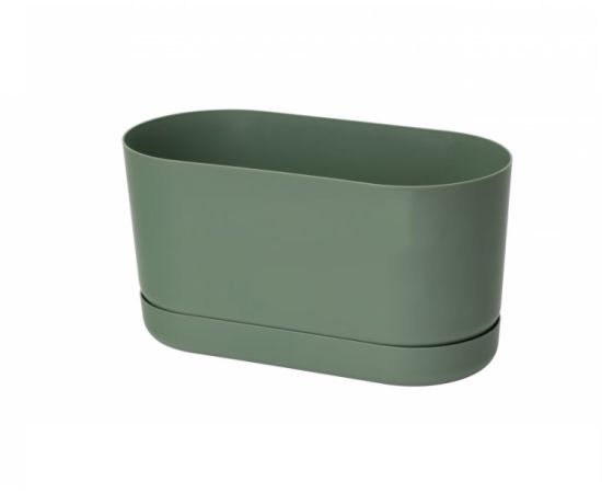 Flowerpot FORM PLASTIC Satina box with saucer green tea 27 4290-085