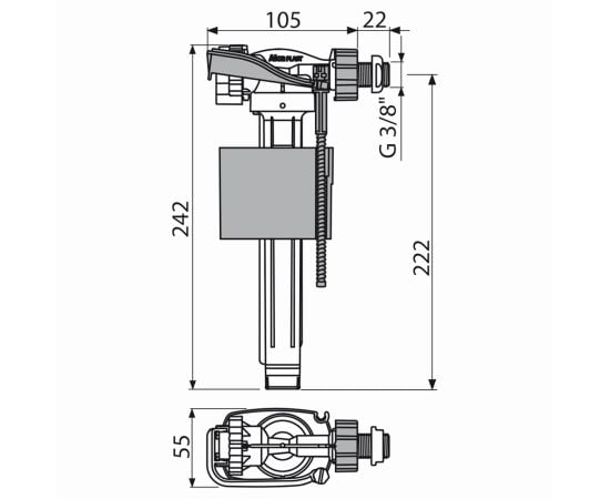 Filling mechanism for installation of the side Alca Drain A160P-3/8"