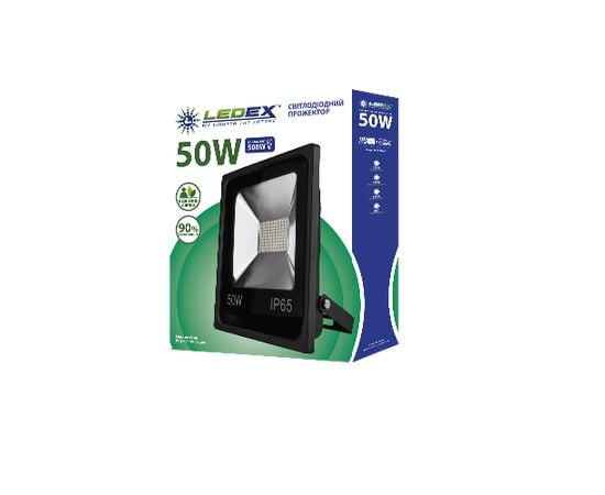 პროჟექტორი Ledex 50W 3000k IP65 Black