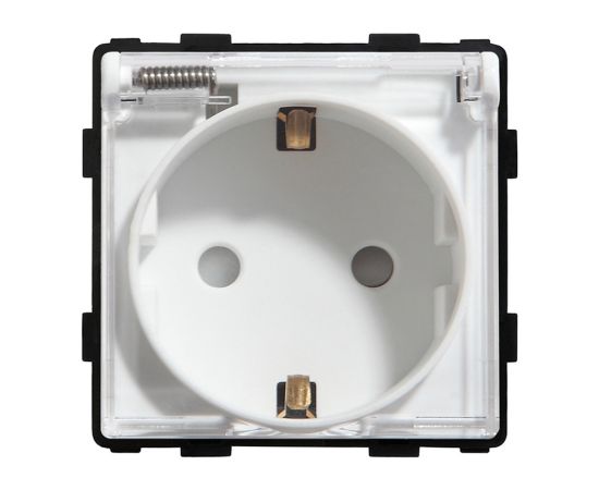 Розетка без рамки Socket Style 16A шторки с прозрачным колпачком белый