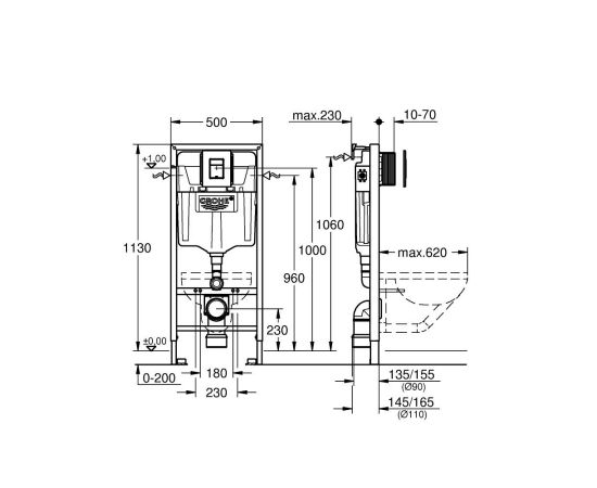 Инсталяция для подвесного унитаза Grohe 38811KF0