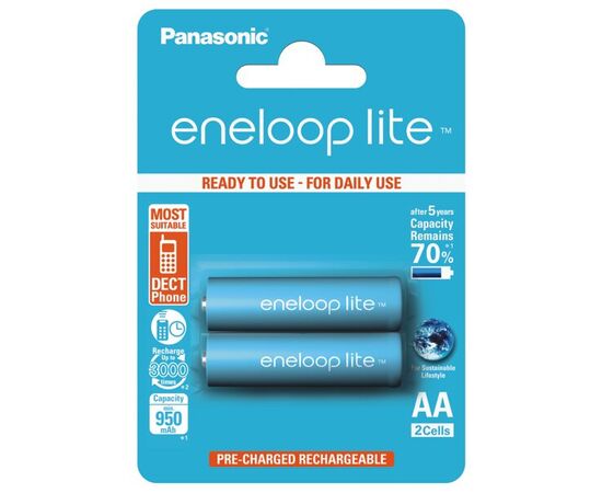 Nickel-metal hydride rechargeable battery Panasonic eneloop Lite AA 950mAh 2 pcs.