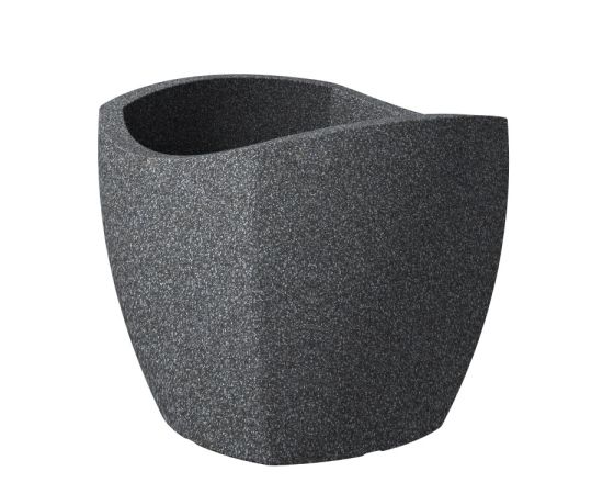 Flower pot plastic Scheurich SCHWARZ GRANIT 40/256 WAVE GLOBE CUBO