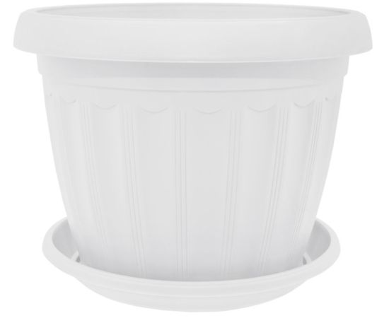 Plastic flower pot with stand Aleana Terra 20x15 white