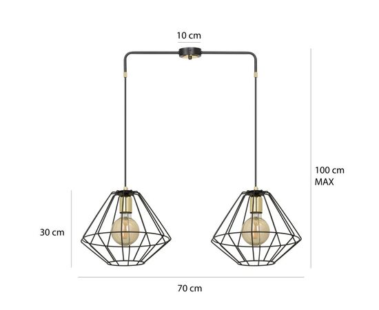 საკიდი EMIBIG Alteo 2 E27 2x MAX 60W შავი