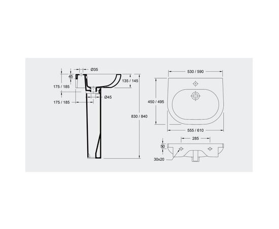 Pedestal for washbasin Valadares Oceanus