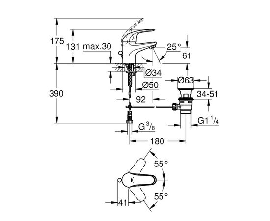 Washbasin faucet Grohe Start Eco 23264000