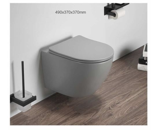 Wall hung toilet Pate B2342MH Rimless Matt Cement gray