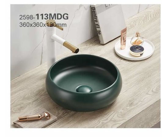 Washbasin Pate Round 113MDG Glossy Dark green