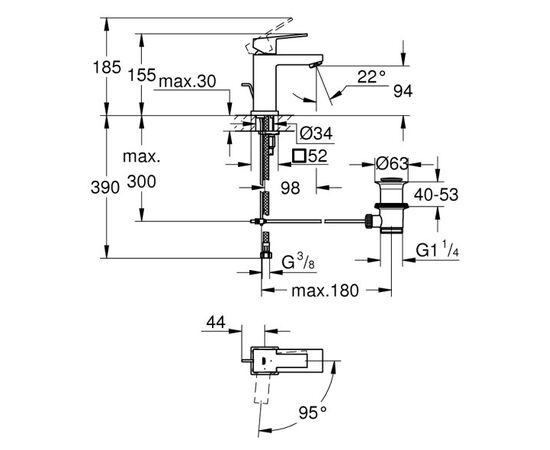 Washbasin faucet Grohe Sail Cube 23435000