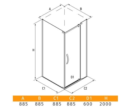 Shower enclosure Erlit ER10109H-C1 90x90x200 cm