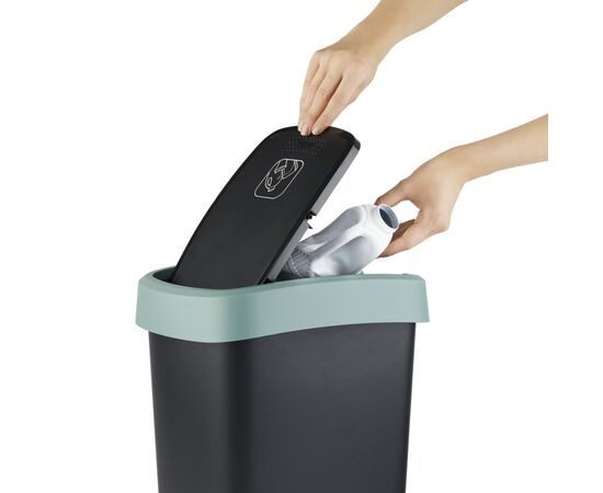 Trash can Rotho 50L TWIST green-black