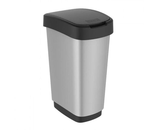 Trash can Rotho 25 L TWIST silver