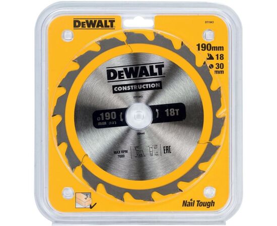 Пильный диск по дереву DeWalt DT1943-QZ 190 мм