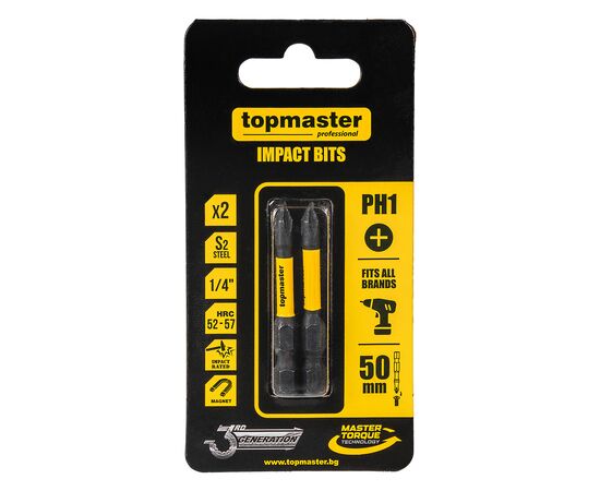 Бита ударная TOPMASTER 338730 PH1 50 мм 2 шт