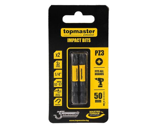 Бита ударная TOPMASTER 338735 PZ3 50 мм 2 шт