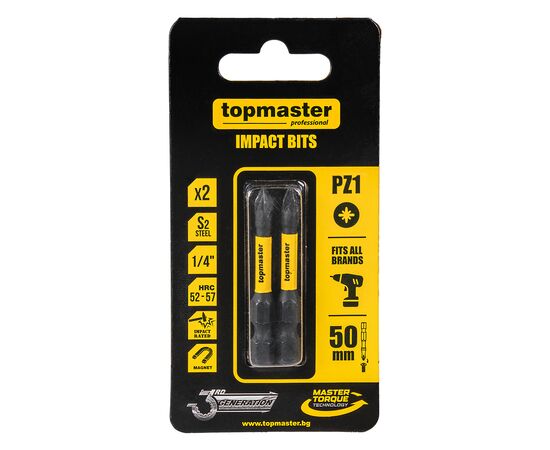 Бита ударная TOPMASTER 338733 PZ1 50 мм  2 шт