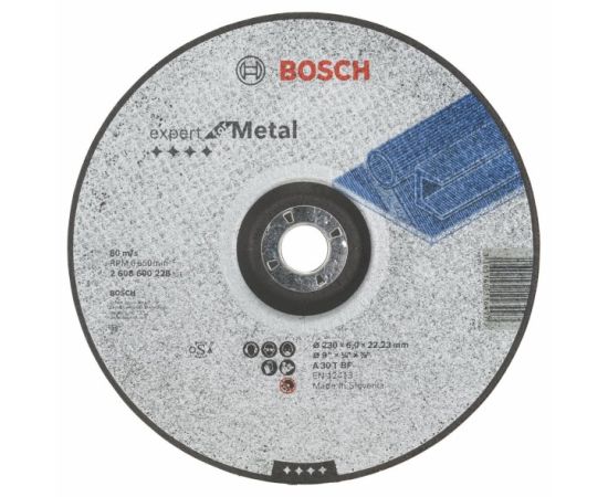 Grinding disc convex for metal Bosch Expert for Metal 230x6x22.23 mm