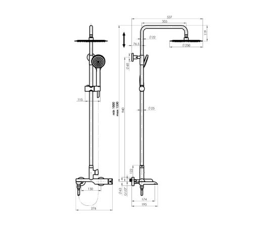 საშხაპე სისტემა Rubineta Olo Ultra 10 SW DV3 4