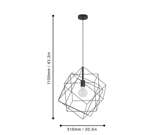 Подвес Eglo STRAITON 1 E27 1x MAX 60W черный 43359