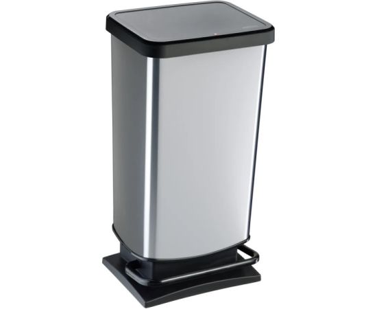 Trash can with pedal Rotho 40 L PASO black-silver