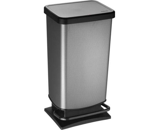 Trash can with pedal Rotho 40 L PASO black-silver