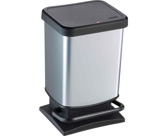 Trash can with pedal Rotho 20 L PASO black-silver