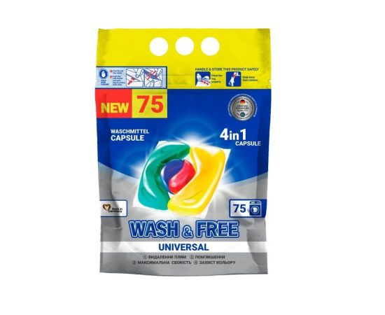 Средство для стирки одежды в капсулах Wash&Free 2980 75шт