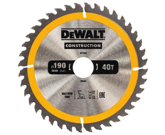 Пильный диск по дереву DeWalt DT1945-QZ 190 мм