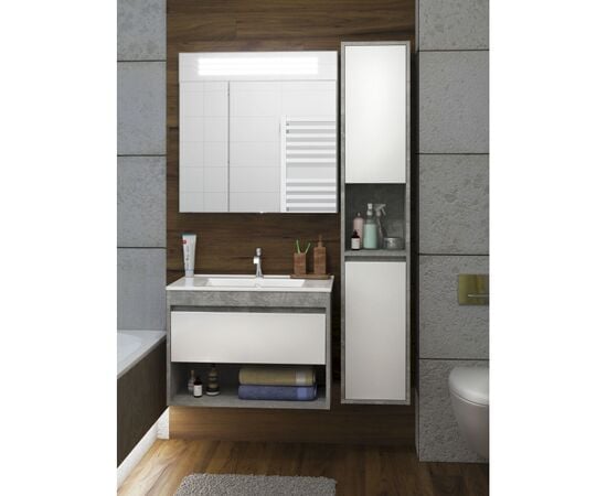 აბაზანის ტუმბო ხელსაბნით Oslo Loft 80-A gray/white SU/Cosmo 80 სმ