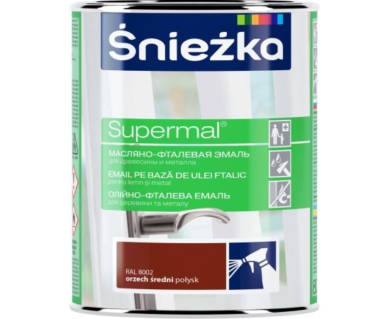 Enamel oil-phthalic Sniezka Supermal RAL8002 800 ml glossy medium walnut