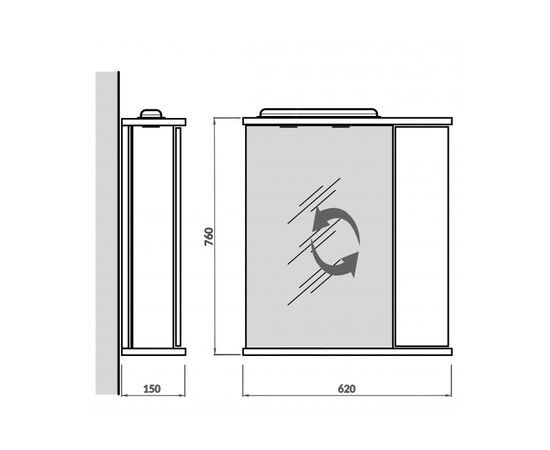 Шкафчик с зеркалом ST-60 white 62x76x15 см