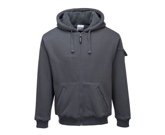 Work hooded sweater with zipper Portwest KS32ZOR M grey