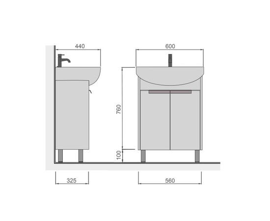 Bathroom furniture with washbasin Dacota Craft 60 wood Runa 60 cm