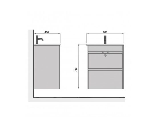 Bathroom furniture with washbasin Polo Loft 60-U grey/white Cosmo 60 cm