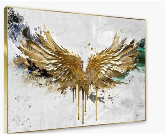 A picture on glass Styler FRAMED GD FA045 Gold Wings 80X120