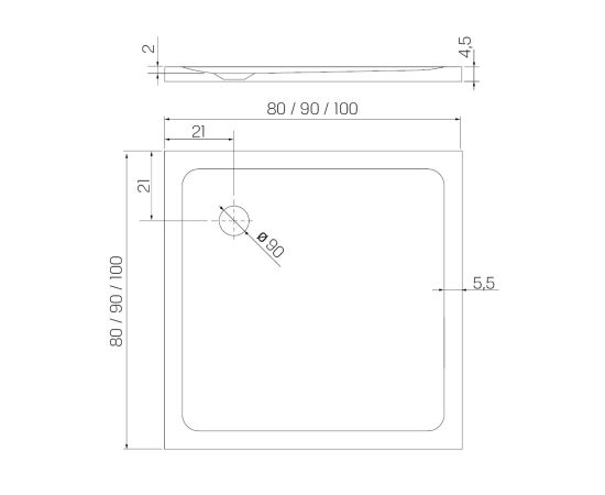 Shower tray square New Trendy Acrylic B-0626