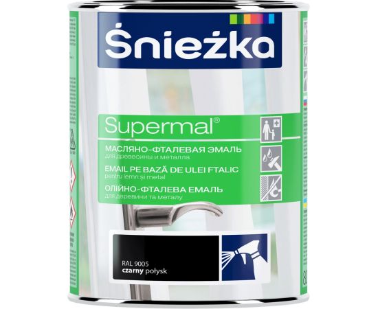 Эмаль масляно-фталевая Sniezka Supermal RAL9005 800 мл глянцевая черная