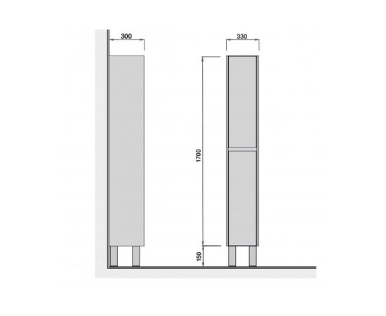 Bathroom penal OLIVE P-33-U Wood/Grey 33x175 cm universal