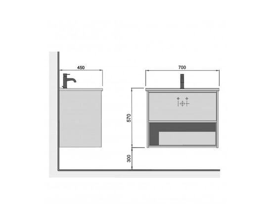 Bathroom furniture with washbasin Oslo wood 70-A Cosmo 70 cm