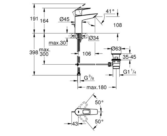 ხელსაბნის ონკანი Grohe Start Loop SLM M 23778001