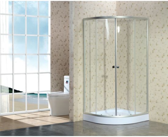 Shower cabin transparent glass matt silver oval profile WAY 815S-90X90X195cm (4mm)