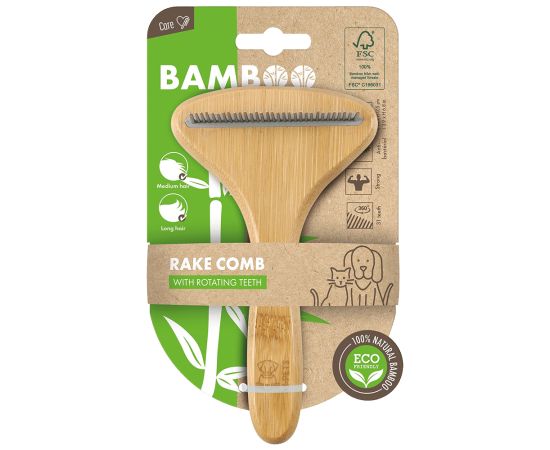 Dog comb with rotating teeth M-Pets Bamboo