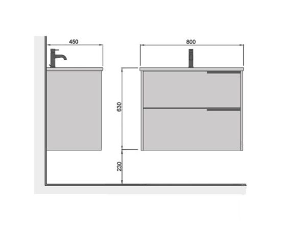 Wall hung cabinet with washbasin MDD Group Cubic 100-A / Su-100