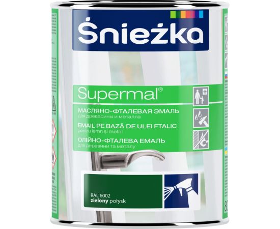 ემალი ზეთოვან-ფთალური Sniezka Supermal RAL6002 800 მლ პრიალა მწვანე