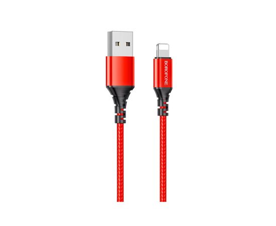 მობილური ტელეფონის დამტენი სადენი Borofone USB-A Lightning 1მ 2.4А წითელი