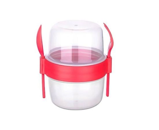 Plastic cup-container with spoon and fork TITIZ AP-9452 18281 11,9x11,2x13cm 800ml